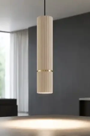 Lampada a sospensione sabbia oro cilindro rigato eglo caminia Economico