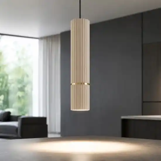 Lampada a sospensione sabbia oro cilindro rigato eglo caminia Economico