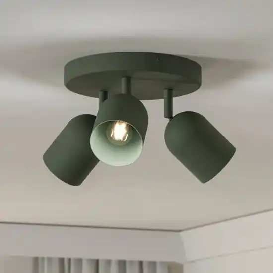 Offerta Plafoniera verde con 3 faretti orientabili moderna