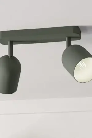 Plafoniera da soffitto verde con 2 faretti orientabili eglo tilston Prezzo Ridotto