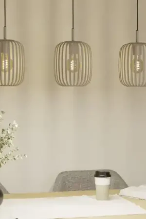 Economico Lampadario 3 pendenti a sospensione sabbia moderno per sala da pranzo eglo romazzina