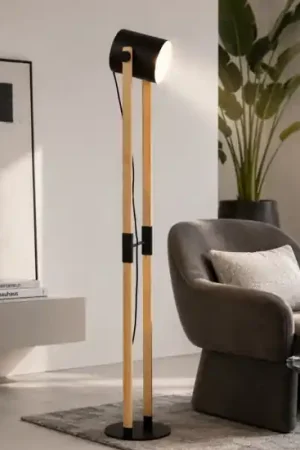 Prezzo Conveniente Piantana lampada da terra in legno con spot nero da lettura eglo hornwood