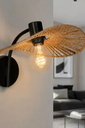 Applique da parete rustico cappello paralume fili di tessuto marrone eglo siruela Prezzo Basso