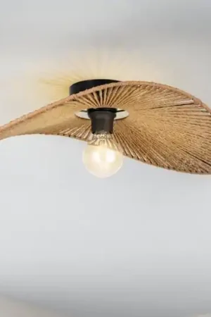 Acquista Ora Plafoniera con paralume cappello di filo in tessuto marrone eglo siruela