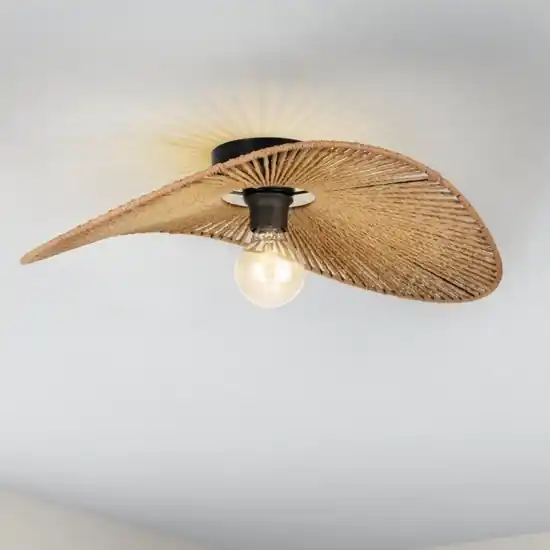 Acquista Ora Plafoniera con paralume cappello di filo in tessuto marrone eglo siruela