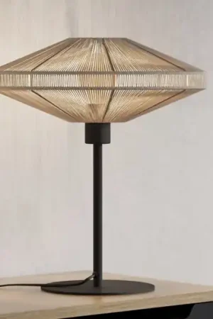 Spedito Oggi Lampada da tavolo con paralume in canapa crema eglo midsumer