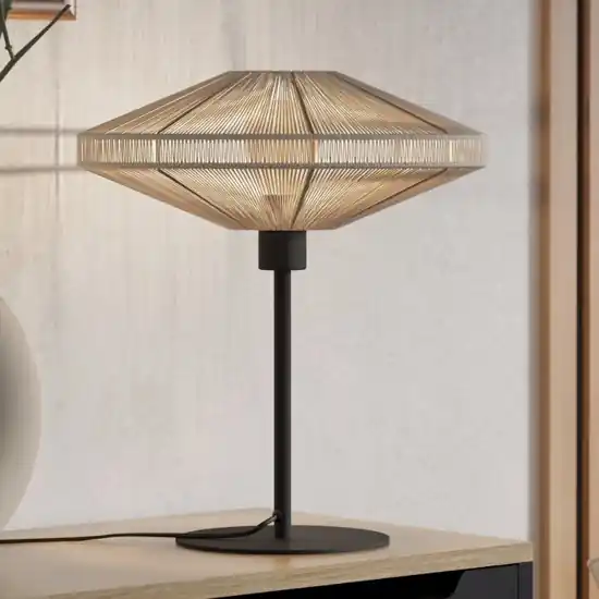 Spedito Oggi Lampada da tavolo con paralume in canapa crema eglo midsumer