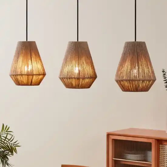Lampadario 2 pendenti di tessuto marrone eglo alderney per sala da pranzo A Buon Prezzo