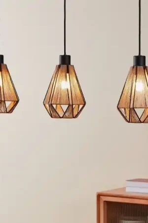 Lampadario con 3 pendenti a sospensione di tessuto intrecciato nero marrone eglo adwickle Affare