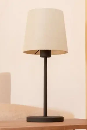 Lampada da comodino nera paralume tessuto bianco eglo febres per camera da letto Sconto