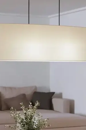 A Buon Prezzo Lampadario sospensione di tessuto bianco ovale per sala da pranzo eglo frebes