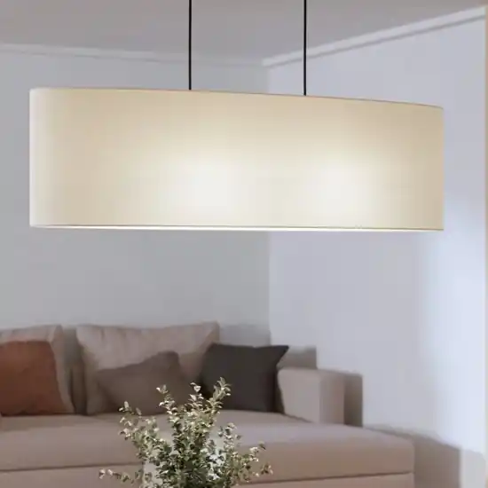 A Buon Prezzo Lampadario sospensione di tessuto bianco ovale per sala da pranzo eglo frebes