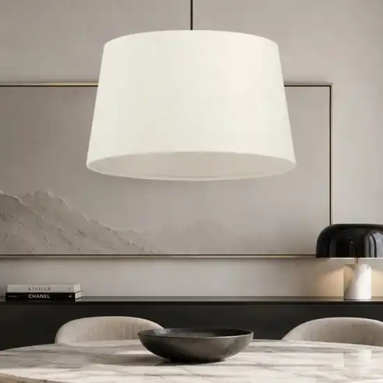 Compra Adesso Lampadario a sospensione paralume cono di tessuto bianco eglo febres