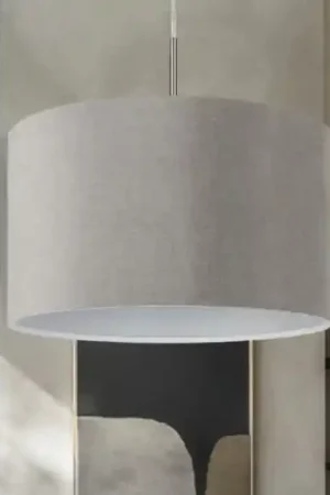 Reso Gratuito Lampadario paralume a sospensione tessuto grigio cilindro eglo pasteri