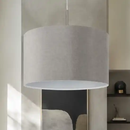 Reso Gratuito Lampadario paralume a sospensione tessuto grigio cilindro eglo pasteri