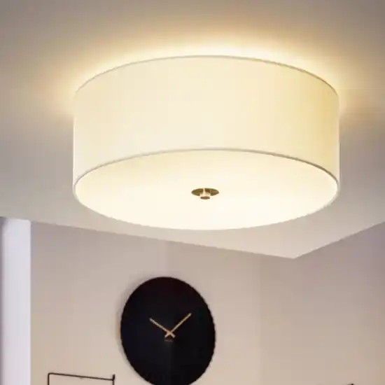 Saldi Plafoniera moderna cilindro in tessuto bianco 47 cm eglo pastera