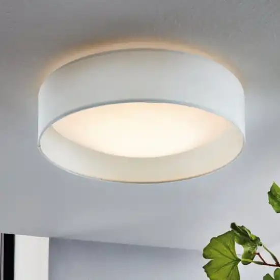 Ultime Pezzi Plafoniera di cilindro in tessuto bianco 32 cm eglo pasteri
