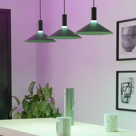 Lampadario 3 pendenti nero led rgb 2700k a 6500k controllo app eglo conomavilla per sala da pranzo Compra Oggi Stesso