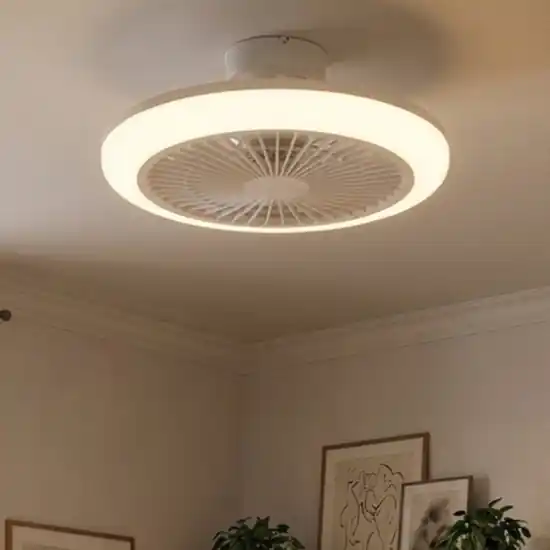 Ventilatore con plafoniera bianco con telecomando led cct eglo salvador Offerta