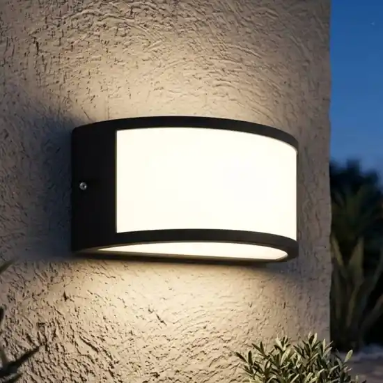 Applique da esterno moderna design curvo top light cairo nera Esclusivo