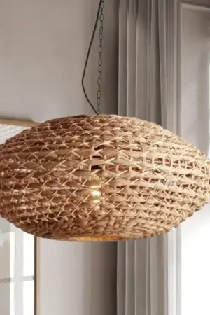 A Buon Prezzo Lampadario di rattan e giacinto essiccato per soggiorno
