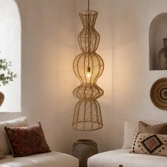 Lampadario in rattan marrone per soggiorno Non Perdere