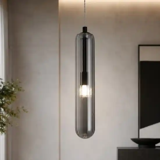 Lampada a sospensione capsula di vetro fume moderna per comodini camera da letto Compra Oggi Stesso