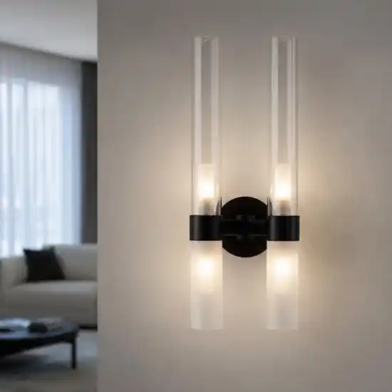 Reso Gratuito Applique design elegante moderno nero vetri tubolari per soggiorno