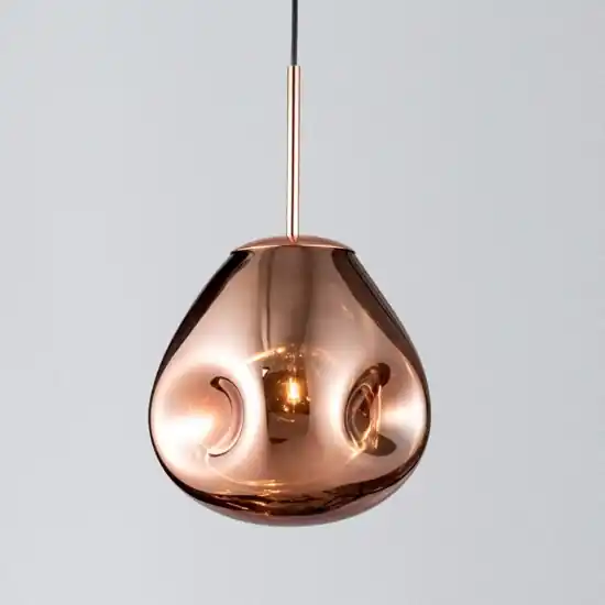 Non Perdere Lampada a sospensione sfera di vetro rame specchiato martellato 25 cm moderna