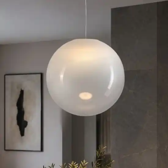 Lampada sfera a sospensione 30 cm boccia di vetro sfumato bianco led 9w 3000k dimmerabile Offerta Limitata