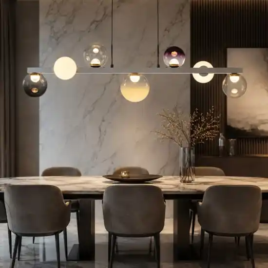 Spedito Oggi Lampadario a sospensione per soggiorno moderno sfere vetro opale fume viola