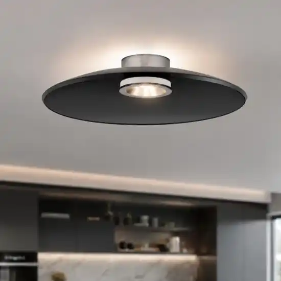 Plafoniera per cucina disco di vetro fume led dimmerabile 33w 3000k design moderna Subito Disponibile