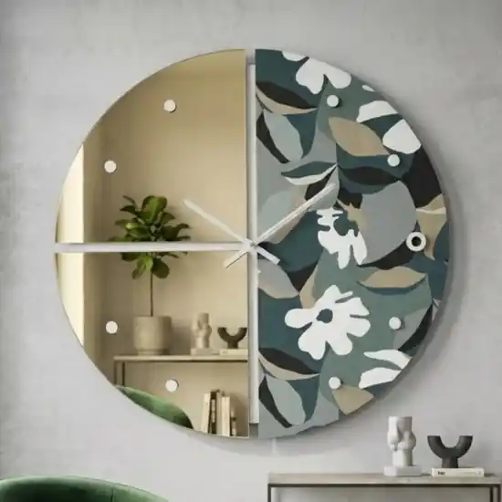 Grande orologio a parete moderno rotondo effetto specchio carta da parati 100cm Promozione