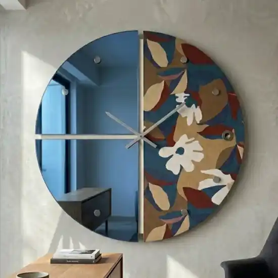 Bestseller Orologio rotondo a parete specchio blu carta da parati moderno 80cm