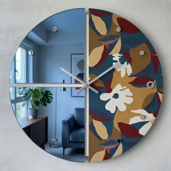 Scelto Dai Clienti Orologio a parete moderno rotondo per soggiorno specchio blu carta da parati 60cm