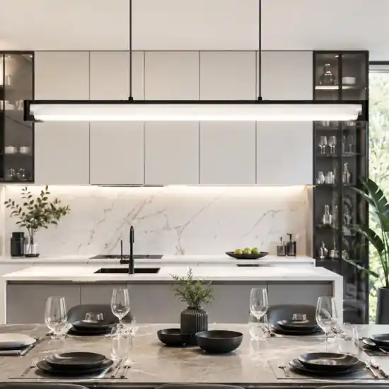 Occasione Imperdibile Lampadario pendente sospeso nero barra in vetro rigato per tavolo isola cucina