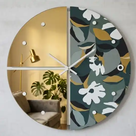 Orologio da parete moderno rotondo specchio oro carta da parati 60cm Professionale