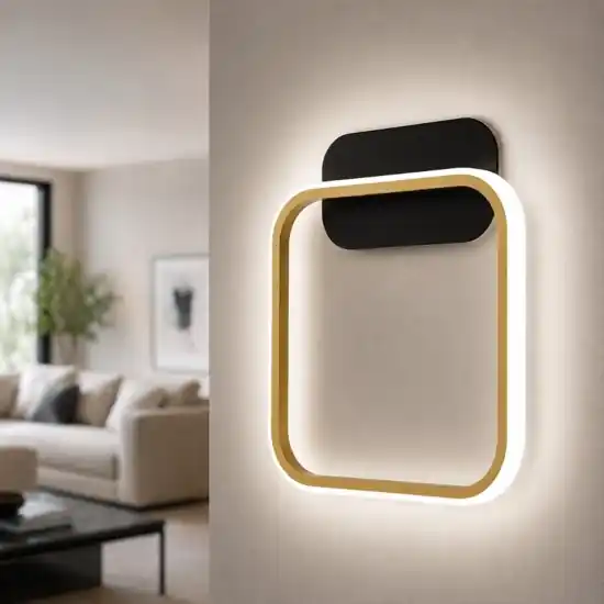Popolare Applique da parete nero oro design moderno quadrato led 13w 3000k