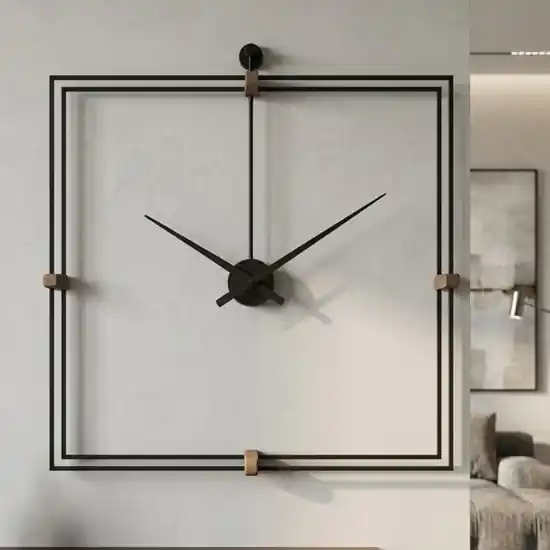 Orologio moderno da parete nero design minimal quadrato 60x60 Offerta Speciale