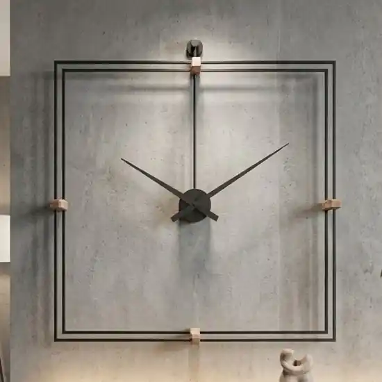 Soddisfatti O Rimborsati Grande orologio nero a muro tridimensionale quadrato 100x100
