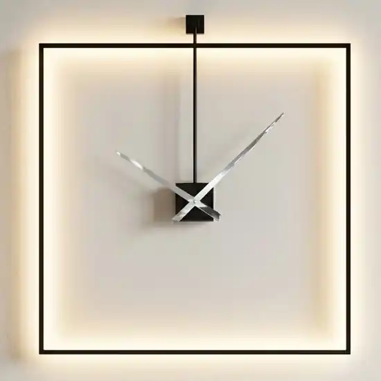 Orologio moderno nero a parete quadrato retroilluminato 60x60 Soddisfatti O Rimborsati