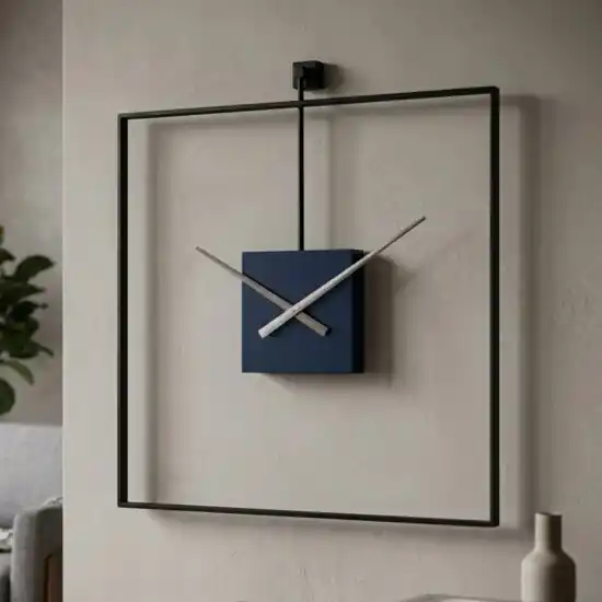 Promozione Grande orologio quadrato da parete nero e blu 80x80 cm