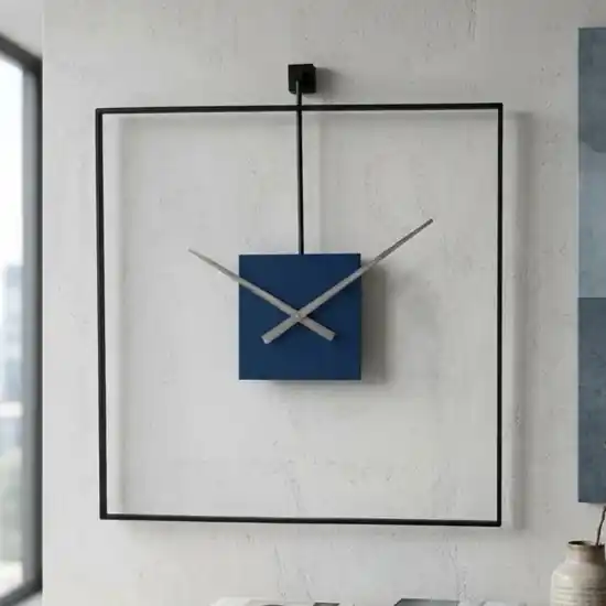 Grande orologio quadrato moderno nero e blu design minimal 100x100 Prezzo Di Fabbrica