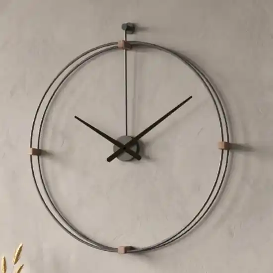Grande orologio rotondo da parete tortora design moderno 100cm Novità