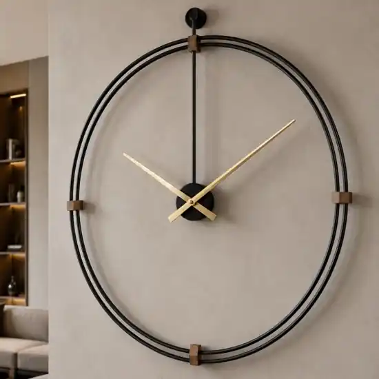 Miglior Prezzo Grande orologio nero a parete rotondo minimalista 80cm