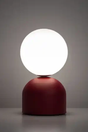 Abat-jour moderna rossa sfera bianca lampada da comodino Promo Stagionale