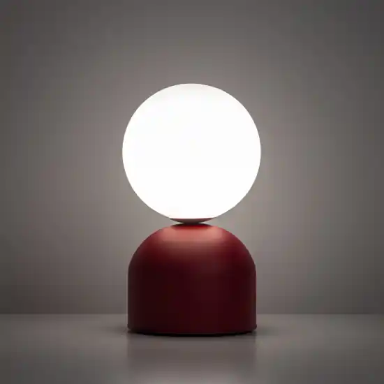 Abat-jour moderna rossa sfera bianca lampada da comodino Promo Stagionale