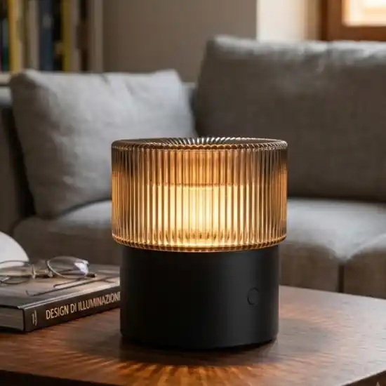 Vivida lampada da tavolo pilastro vetro fumè led cct Esclusivo