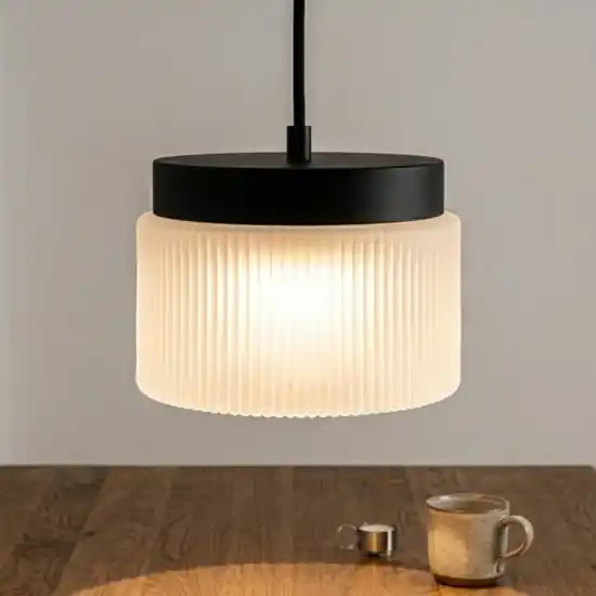 Lampada a sospensione vivida pilastro vetro rigato bianco satinato Di Tendenza