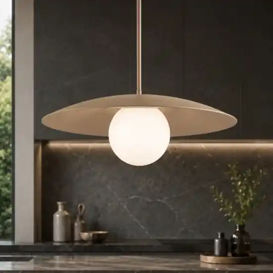 Lampadario disco sabbia 65 cm sfera di vetro per cucina moderna Solo Oggi